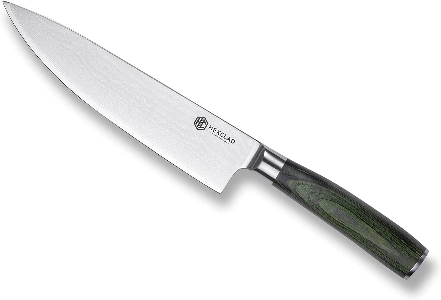 HexClad 8 inch Japanese Damascus Stainless Steel Chef Knife Full Tang
