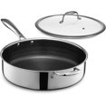 thumbnail image 1 of HexClad Hybrid Nonstick 5.5-Quart Deep Sauté Pan with Tempered Glass Lid, Stay-Cool Handle, Dishwasher-Friendly, Oven-Safe Up to 900°F, Induction Ready, Compatible All Cooktops, 1 of 4