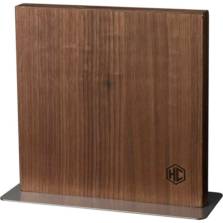 HexClad Magnetic Walnut Wood Knife Block Holder with Enhanced Magnets 