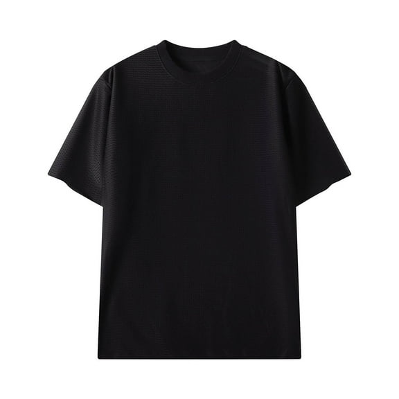 HexaHive Men's Solid Round Neck Mesh Hollow Short Sleeve Sports Inner Top - Comfortable