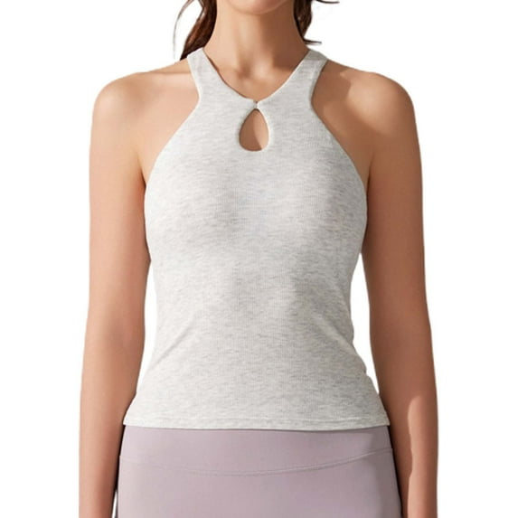 HexaHive Women's Ribbed Sports Bra with Removable Pads - Crossback Yoga Tank for Fitness