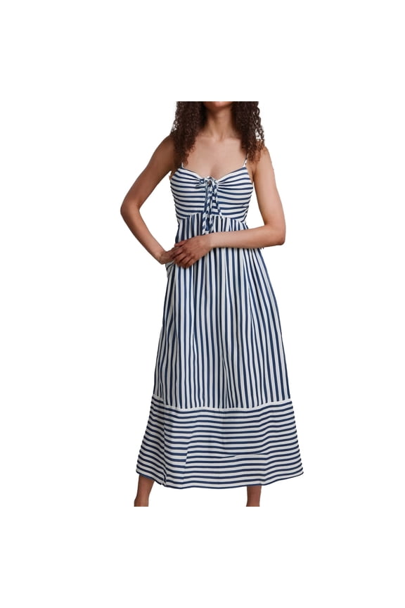 Women's V - Neck Striped Slip Dress - Sexy, Flowy, Suitable for Spring, Summer and Fall