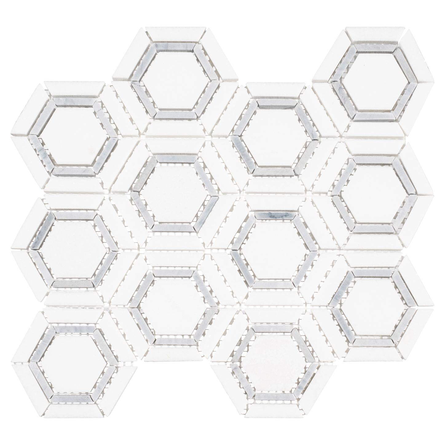 Hexaco Polished Natural Stone Hexagon Mosaic Tile Sheet