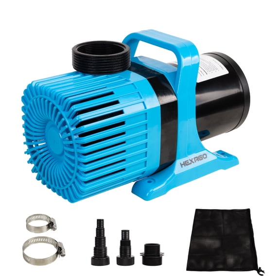 Hexago 8000GPH Submersible Water Pump, 600W Water Pond Pump with Barrier Bag, 33FT Power Cord, 26FT Lift Quiet Water Garden Pumps for Pond, Waterfall, Fountains, Fish Tank and Hydroponic, UL Listed