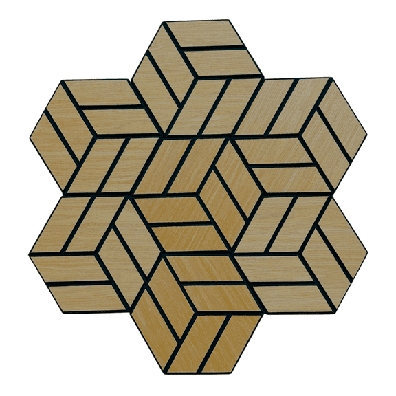 Hexagon 3D Design Wood Veneer Honeycomb Cutout for Wall Decor Panels with Adhesive Walnut 3PK
