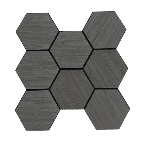 Hexagon 3D Wood Veneer Honeycomb Cutout for Wall Decor Panels with Adhesive Charcoal Black 1PK