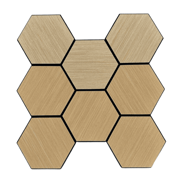 Hexagon 3D Wood Veneer Honeycomb Cutout for Wall Decor Panels with Adhesive White Oak 2PK