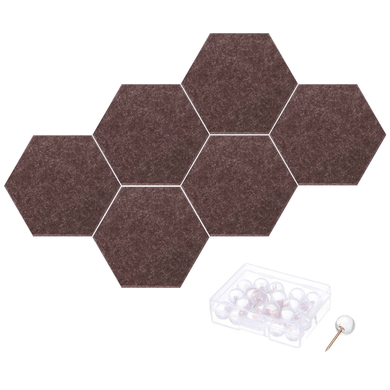 Hexagon Acoustic Panels B1 Fireproof Soundproof Foam Panels with 30 Push Pins(Deep Coffee)