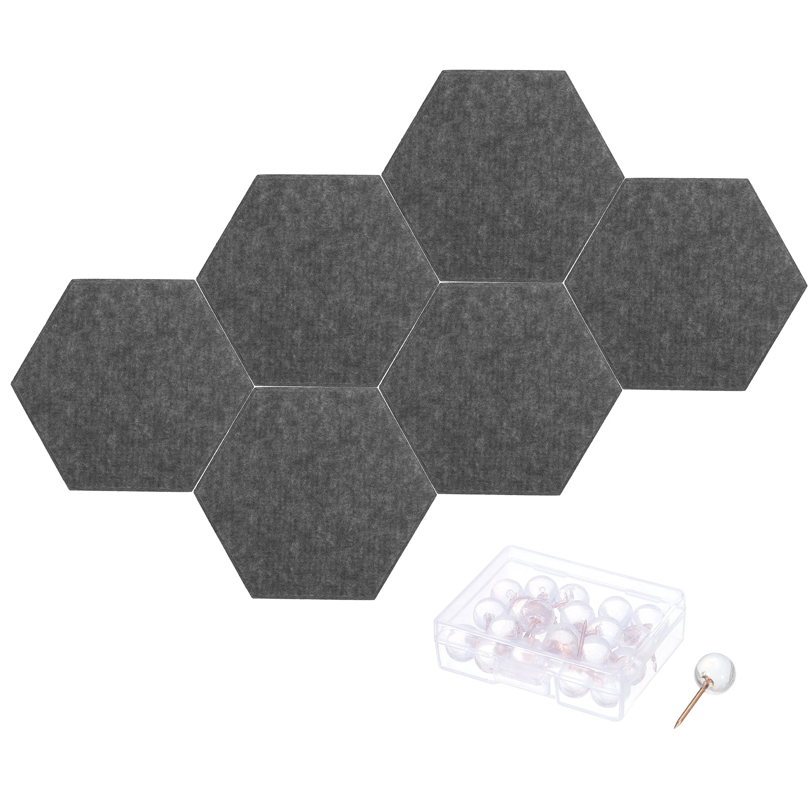 Hexagon Acoustic Panels B1 Fireproof Soundproof Foam Panels with 30 Push Pins(Deep Gray)