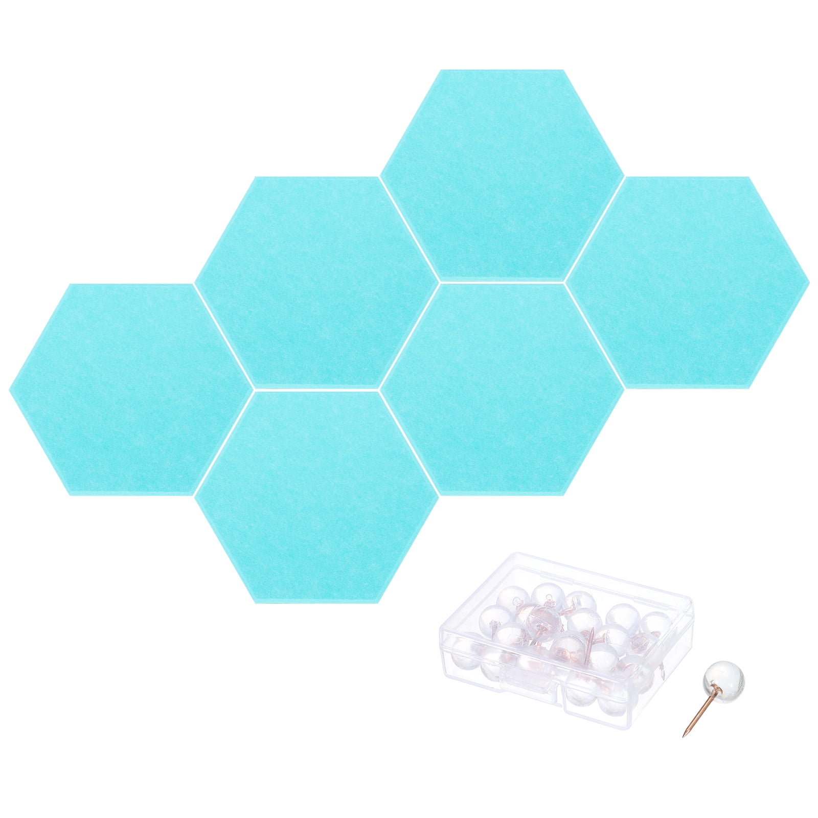 Hexagon Acoustic Panels B1 Fireproof Soundproof Foam Panels with 30 Push Pins(Lake Blue)