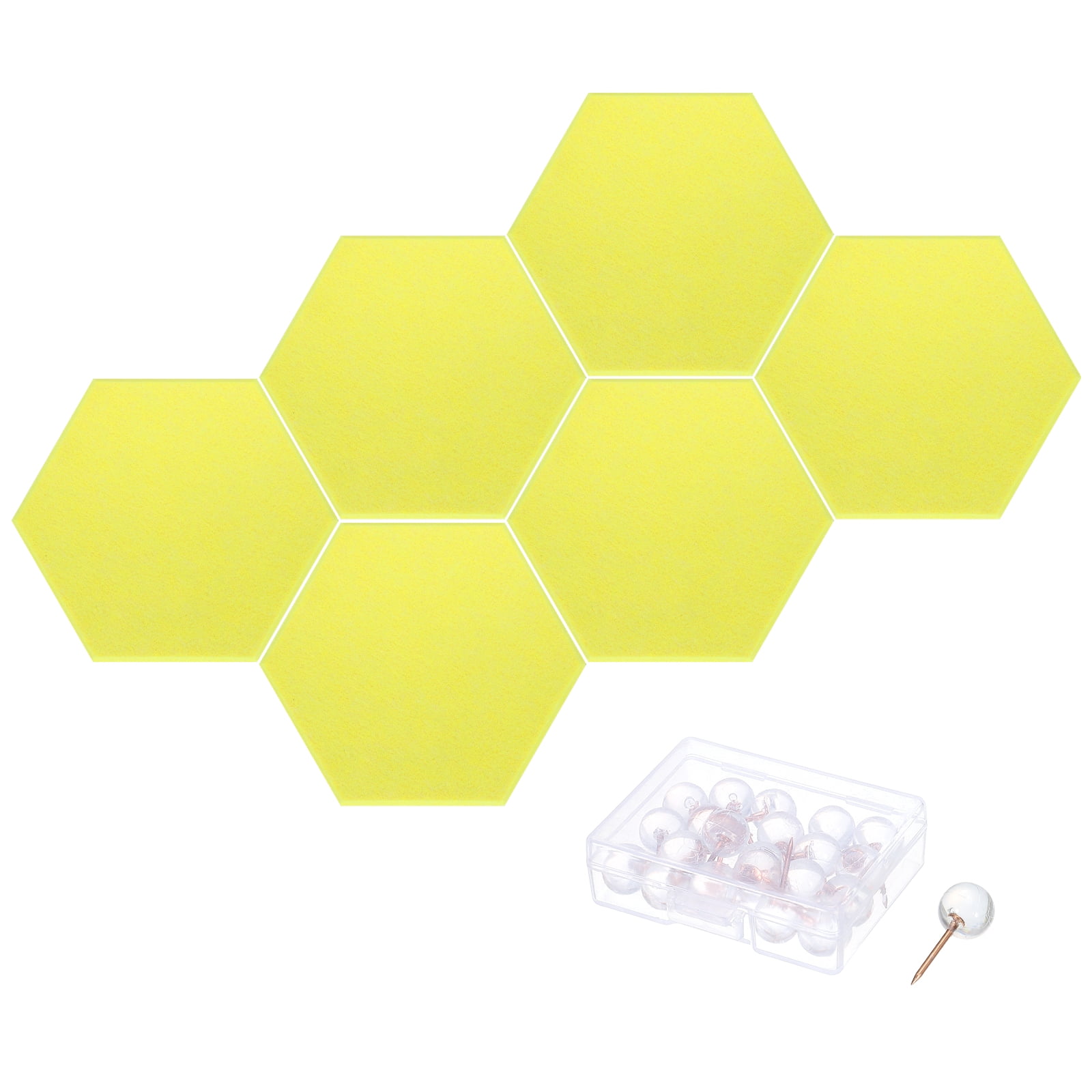 Hexagon Acoustic Panels B1 Fireproof Soundproof Foam Panels with 30 Push Pins(Lemon Yellow)