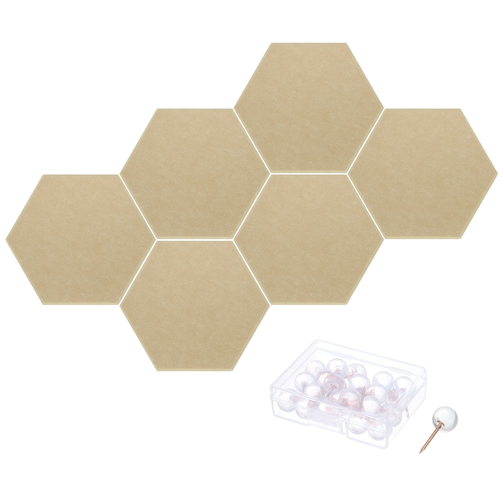 Hexagon Acoustic Panels B1 Fireproof Soundproof Foam Panels with 30 Push Pins(Light Coffee)