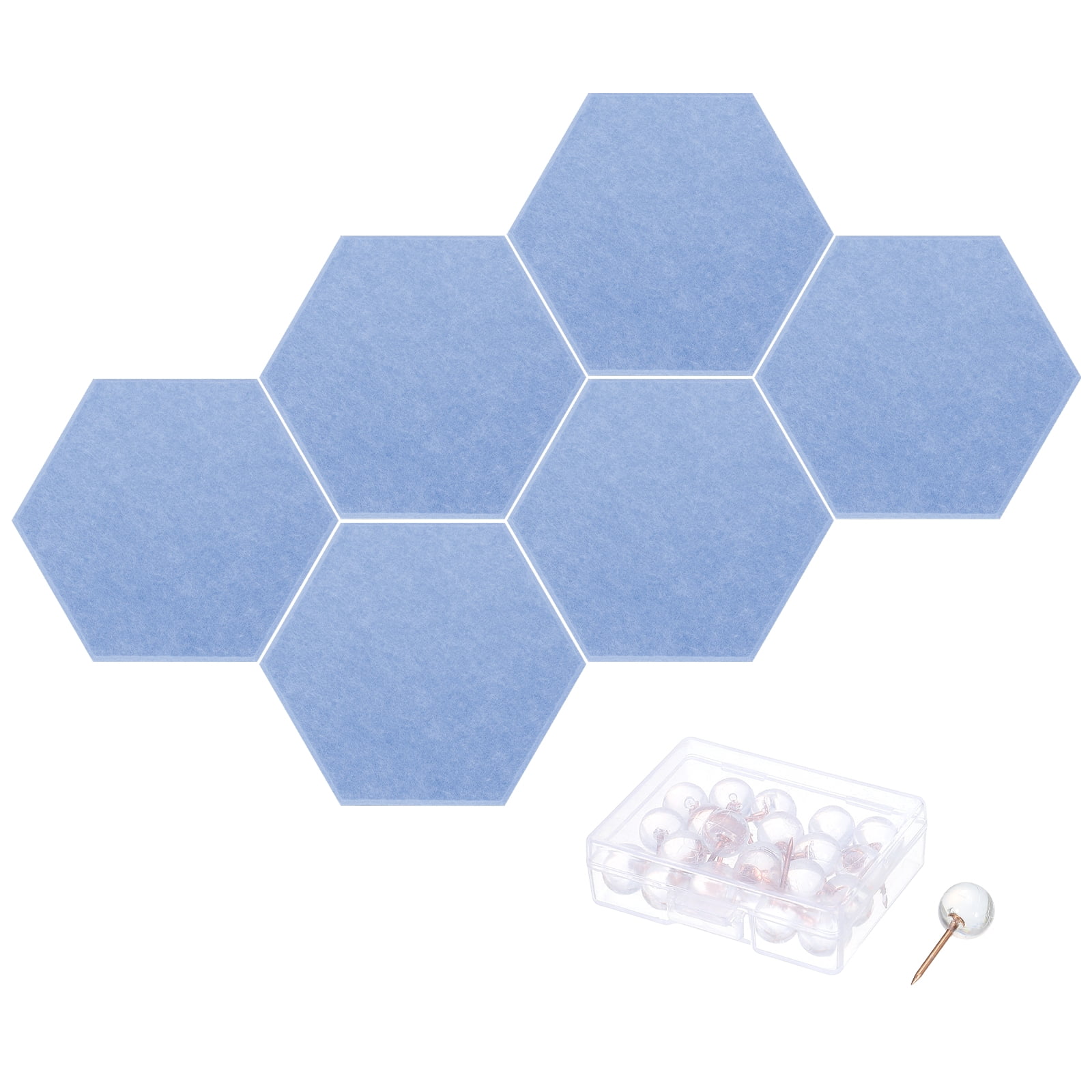 Hexagon Acoustic Panels B1 Fireproof Soundproof Foam Panels with 30 Push Pins(Light Navy Blue)