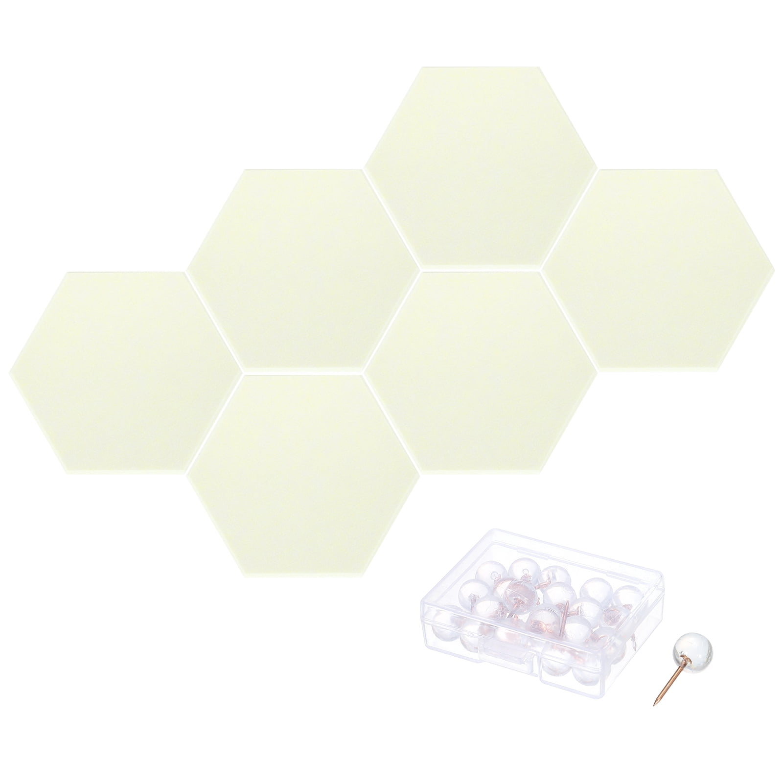 Hexagon Acoustic Panels B1 Fireproof Soundproof Foam Panels with 30 Push Pins(Light Yellow)
