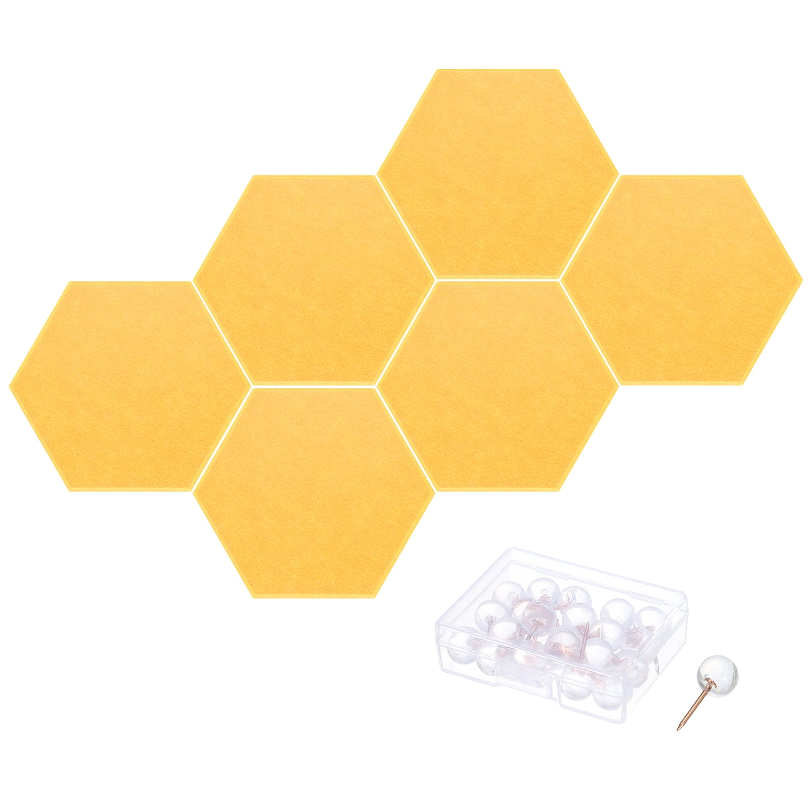 Hexagon Acoustic Panels B1 Fireproof Soundproof Foam Panels with 30 Push Pins(Orange)