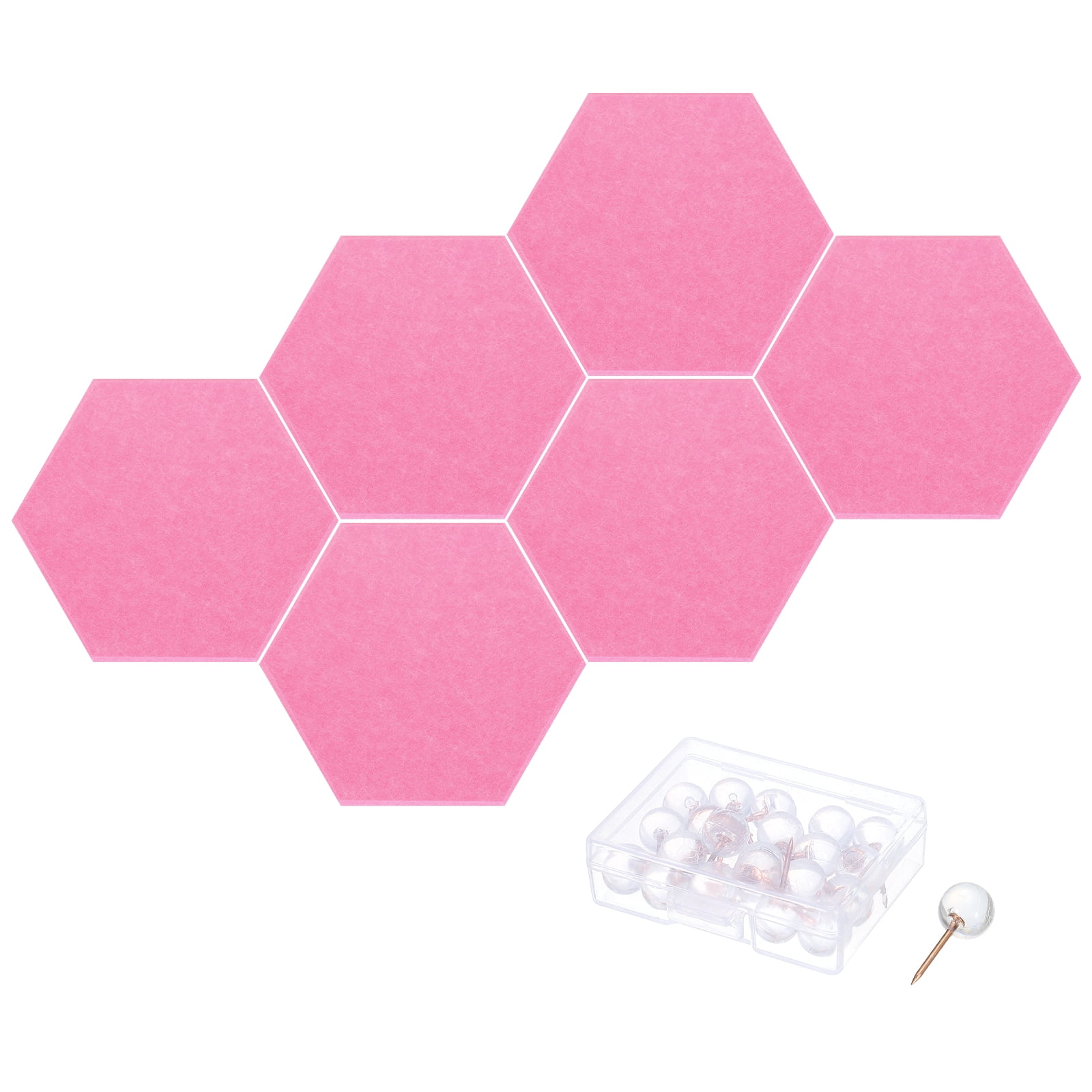 Hexagon Acoustic Panels B1 Fireproof Soundproof Foam Panels with 30 Push Pins(Peach Red)