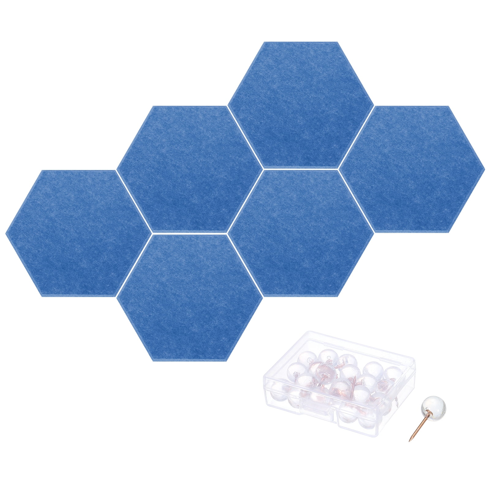 Hexagon Acoustic Panels B1 Fireproof Soundproof Foam Panels with 30 Push Pins(Telecom Blue)