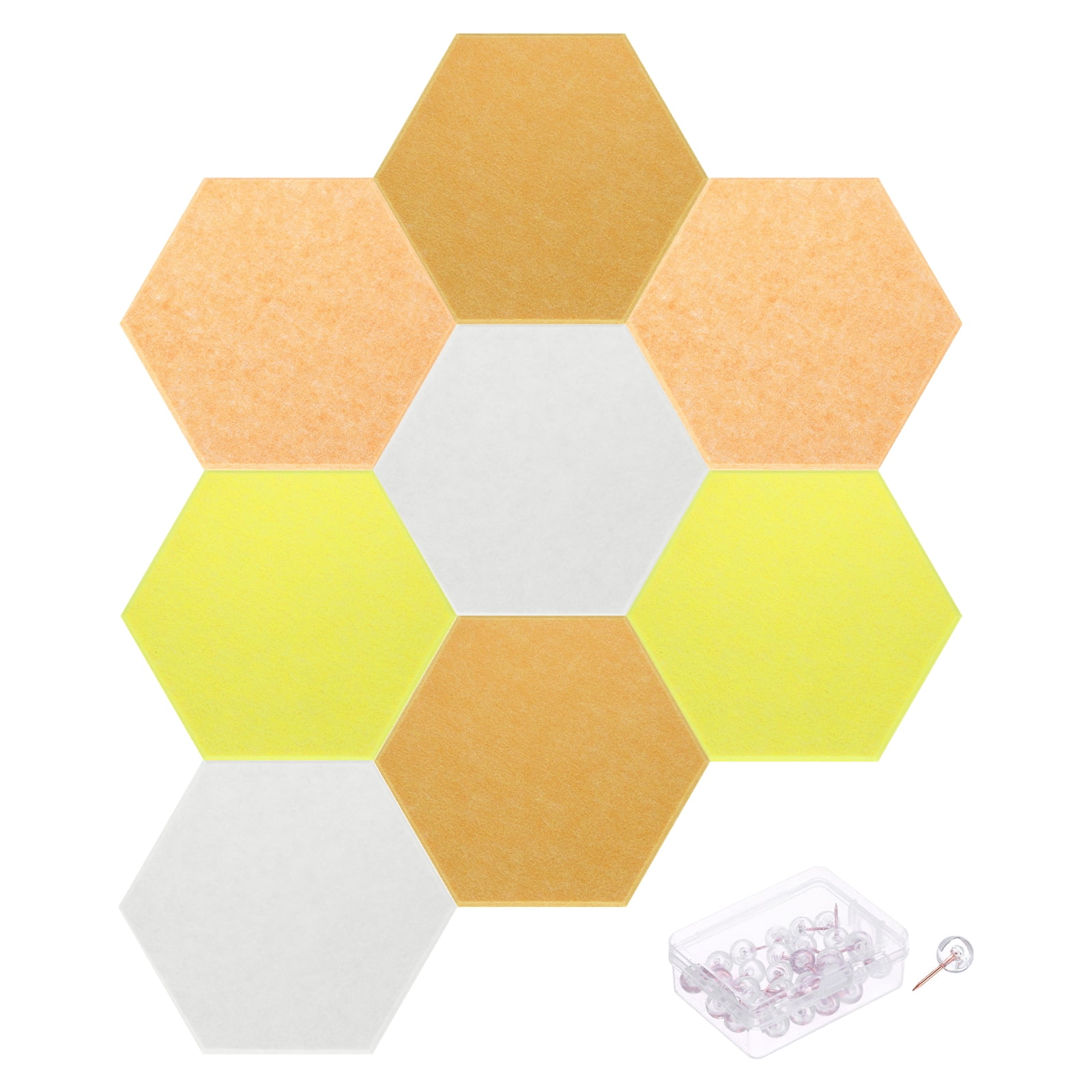 Hexagon Acoustic Panels B1 Fireproof Soundproof Foam Panels with 30 Push Pins(White, Gold, Lemon Yellow, Dusty Yellow)