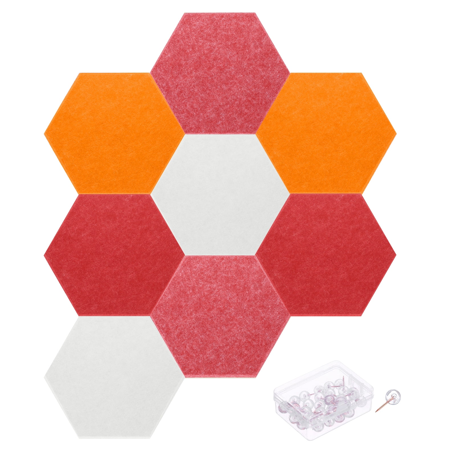 Hexagon Acoustic Panels B1 Fireproof Soundproof Foam Panels with 30 Push Pins(White, Light Red, Reddish Orange, Red)