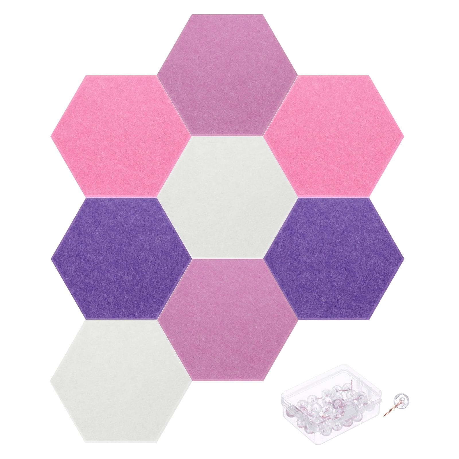 Hexagon Acoustic Panels B1 Fireproof Soundproof Foam Panels with 30 Push Pins(White, Peach Red, Rose Red, Violet)