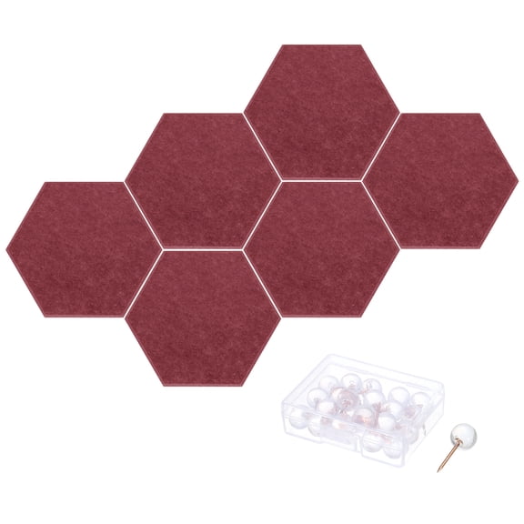 Hexagon Acoustic Panels B1 Fireproof Soundproof Foam Panels with 30 Push Pins(Wine Red)
