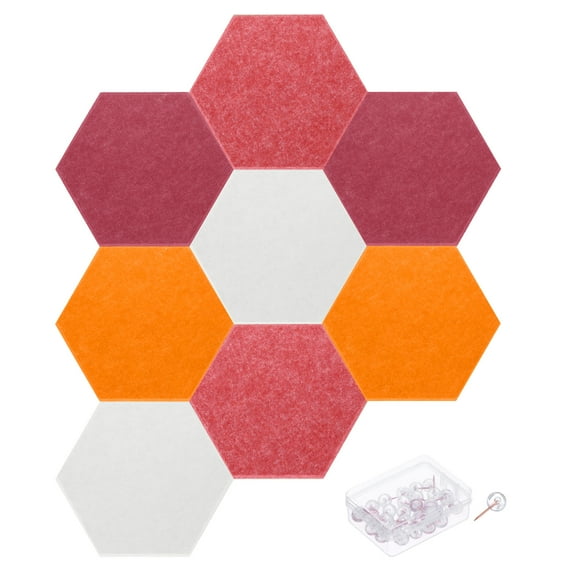 Hexagon Acoustic Panels Fireproof Soundproof Foam Panels with 30 Push Pins(White, Light Red, Reddish Orange, Wine Red)