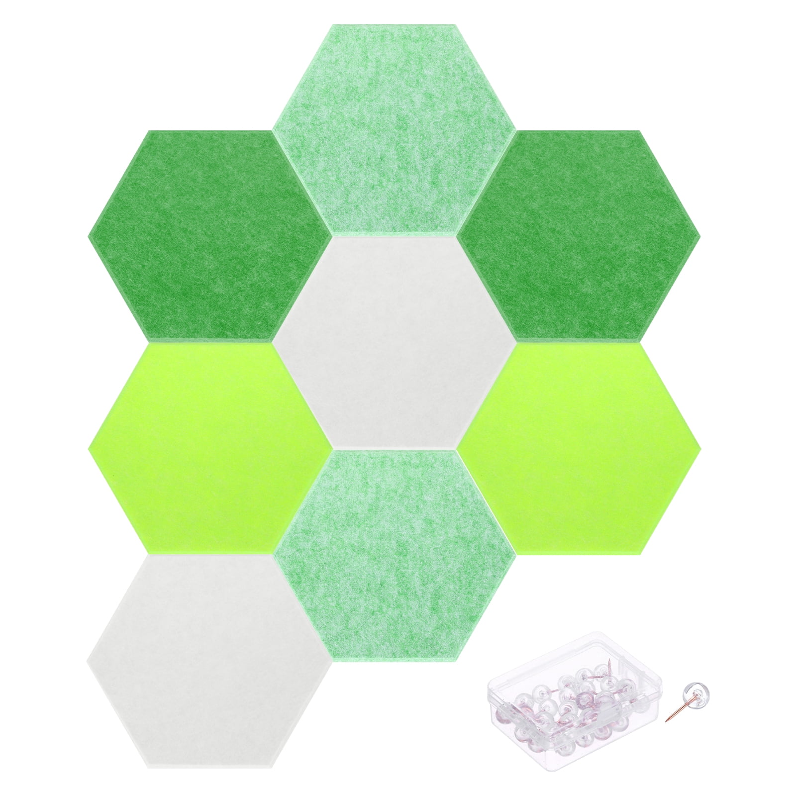 Hexagon Acoustic Panels Soundproof Foam Panels with 30 Push Pins(White, Light Green, Bright Green, Green)