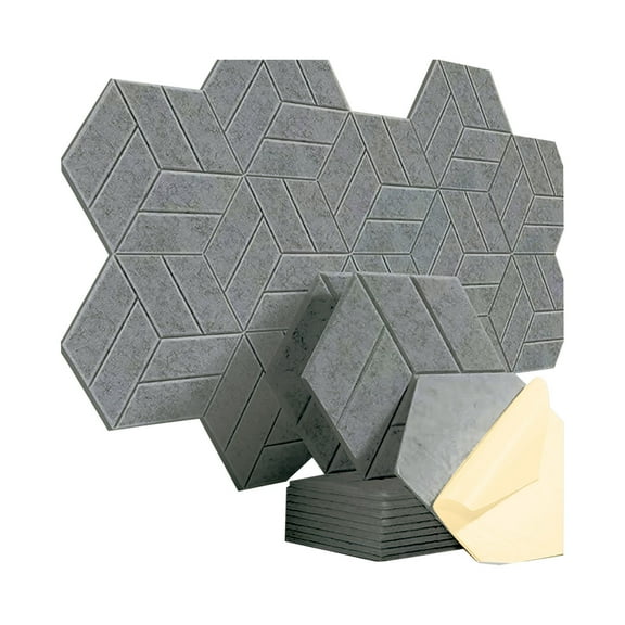Hexagon Acoustic Panels Soundproof Wall Stickers Self- Polyester Fiber Noise Reduction For Home Improvement
