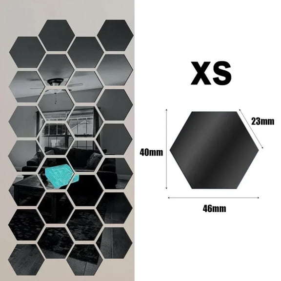 Hexagon Acrylic Mirror Wall Stickers Self-adhesive 3D Mirror Decals Art Wall Decals for DIY Home Bedroom Decoration