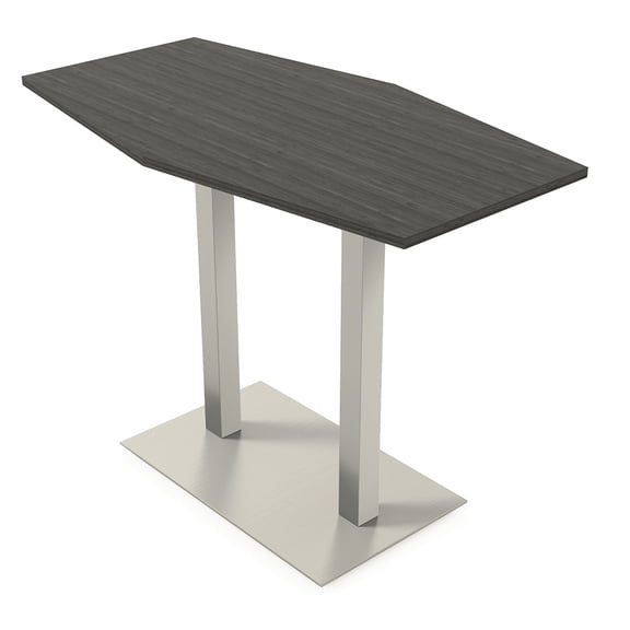 Hexagon Bistro Height Meeting Table Double Metal Base 34x70 Bar Table