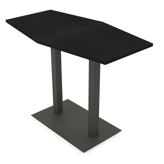 Hexagon Bistro Height Meeting Table Double Metal Base 34x70 Bar Table