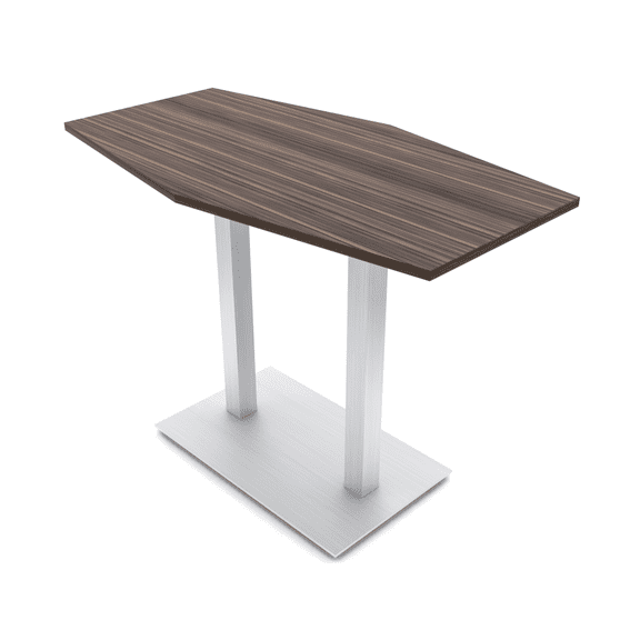 Hexagon Bistro Height Meeting Table Double Metal Base 34x70 Bar Table