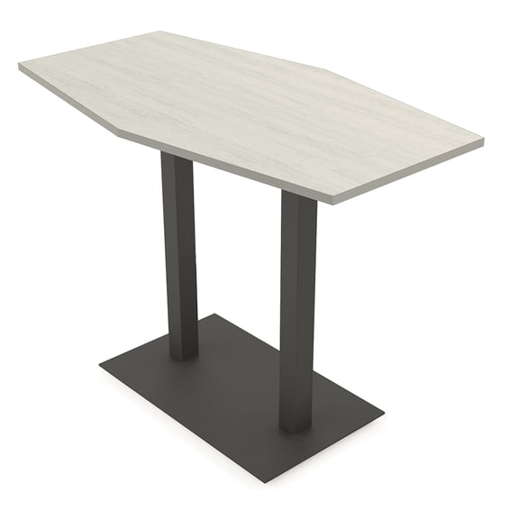 Hexagon Bistro Height Meeting Table Double Metal Base 34x70 Bar Table