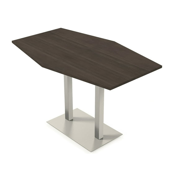 Hexagon Bistro Height Meeting Table Double Metal Base 46x72 Bar Table
