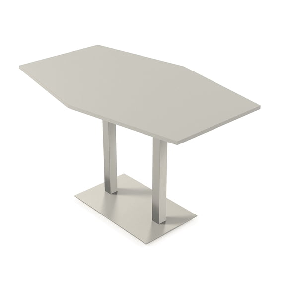 Hexagon Bistro Height Meeting Table Double Metal Base 46x72 Bar Table