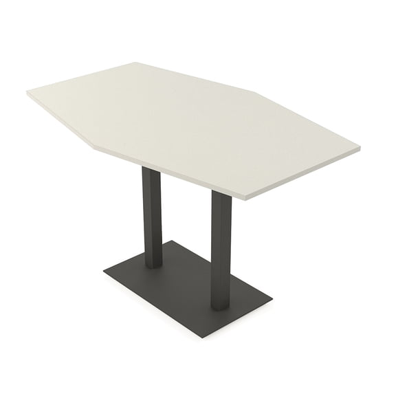 Hexagon Bistro Height Meeting Table Double Metal Base 46x84 Bar Table