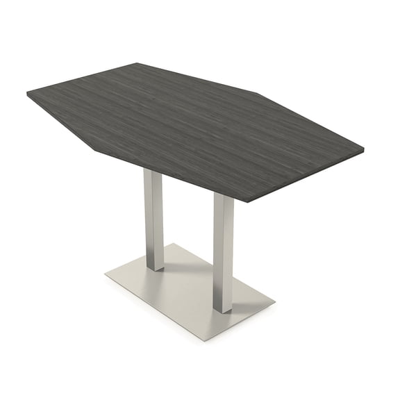 Hexagon Bistro Height Meeting Table Double Metal Base 46x72 Bar Table