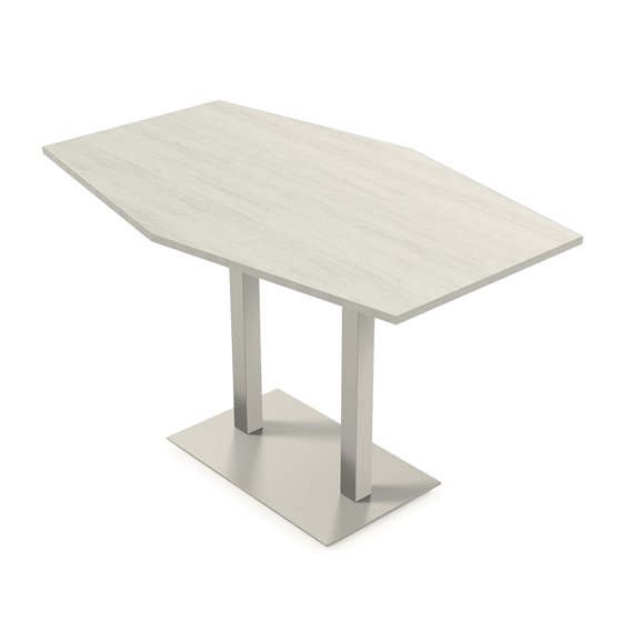 Hexagon Bistro Height Meeting Table Double Metal Base 46x84 Bar Table