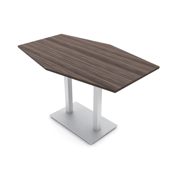 Hexagon Bistro Height Meeting Table Double Metal Base 46x84 Bar Table