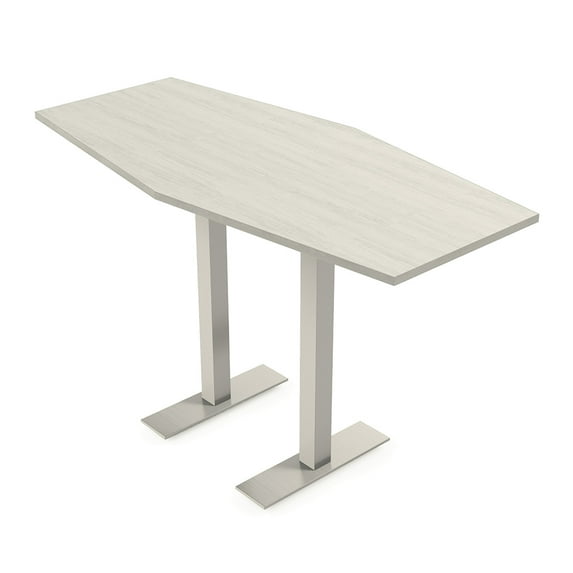 Hexagon Bistro Height Meeting Table T-Shaped Metal Base 34x70 Bar Table