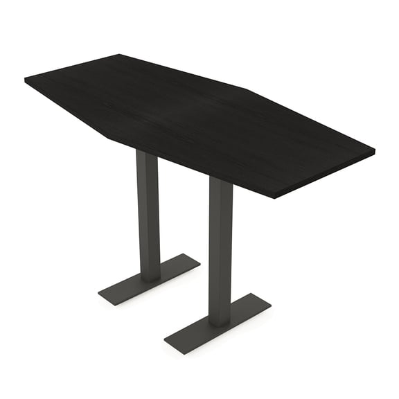 Hexagon Bistro Height Meeting Table T-Shaped Metal Base 34x70 Bar Table