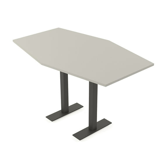 Hexagon Bistro Height Meeting Table T-Shaped Metal Base 46x72 Bar Table