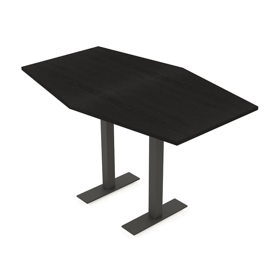 Hexagon Bistro Height Meeting Table T-Shaped Metal Base 46x72 Bar Table