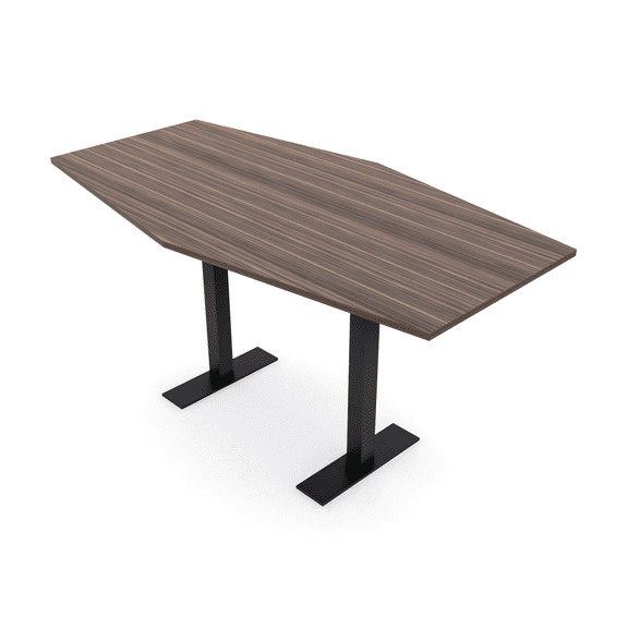 Hexagon Bistro Height Meeting Table T-Shaped Metal Base 46x72 Bar Table