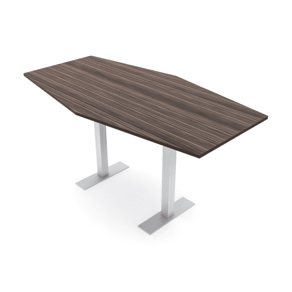 Hexagon Bistro Height Meeting Table T-Shaped Metal Base 46x72 Bar Table