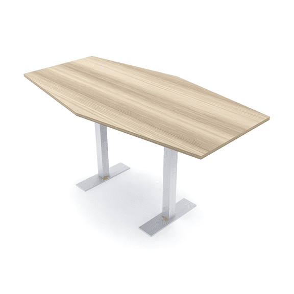 Hexagon Bistro Height Meeting Table T-Shaped Metal Base 46x84 Bar Table