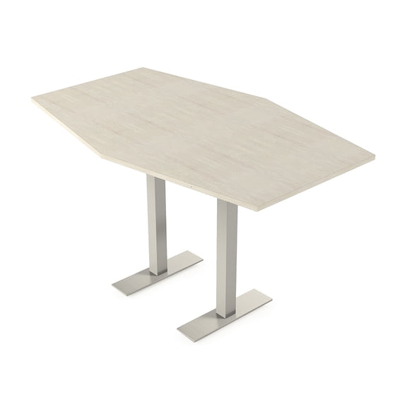 Hexagon Bistro Height Meeting Table T-Shaped Metal Base 46x84 Bar Table