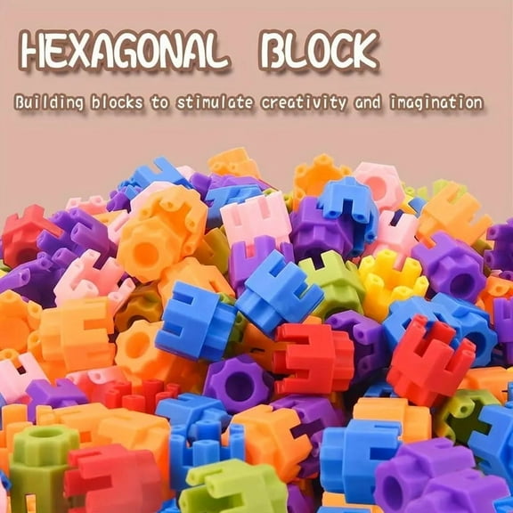 Hexagon Building Blocks, Snap-Together Construction Toy, Educational STEM Building Set for Creative Play ( 180 Pieces / OPP Bag / Instructions )