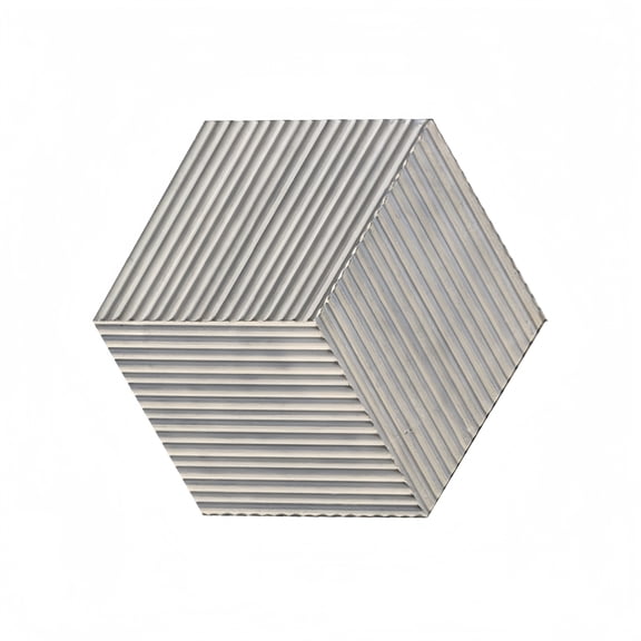 Hexagon Carrara Gray natural marble OL textured finished tile for wall, 3D fluted marble, genuine marble, real marble, , 1 box 12 pcs