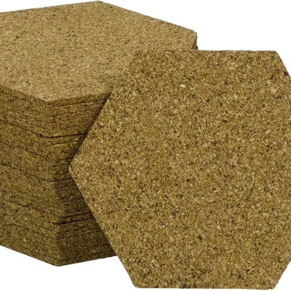 Hexagon Cork Coasters, 1/8-Inch Thick, 24-Count